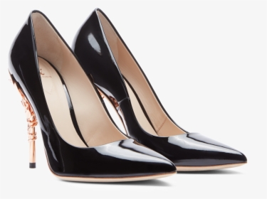 Black Patent Leather With Rose Gold Leaves"data Src="//cdn - Basic Pump, HD Png Download, Free Download